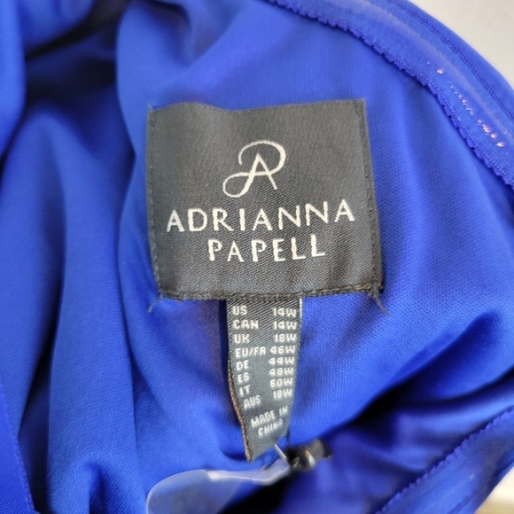 Adrianna Papell Embellished One Shoulder Jersey Cocktail Dress BrilliantSapphire - Picture 13 of 16